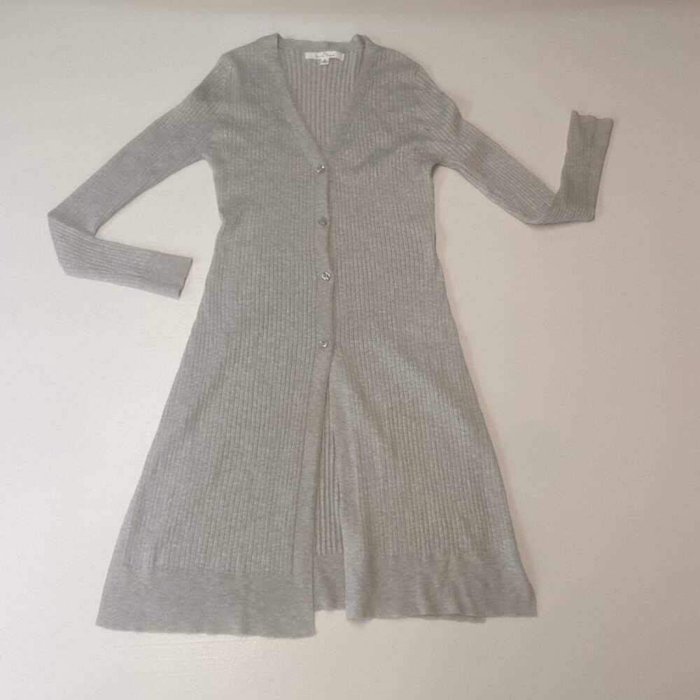 Love Tree Size Small Gray Ribbed Cardigan - Picture 12 of 14